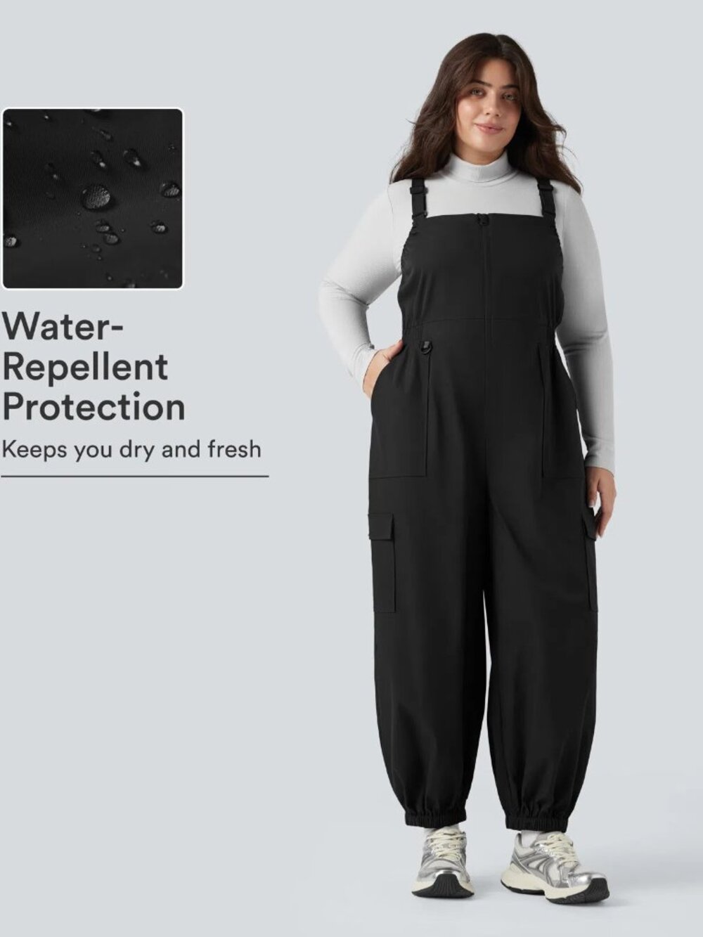 Halara 2X Water Repellent Wear-Resistant Zipper Cargo Hiking Overalls 50% off
